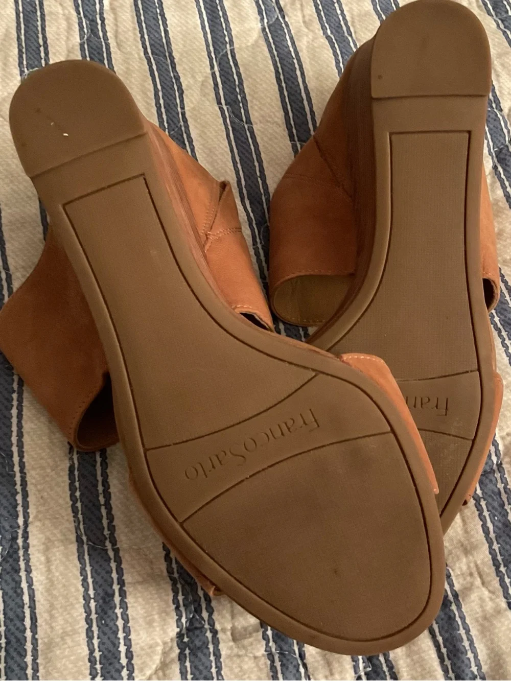 Franco Sarto Rust Brown Double-Band Wedge Slides